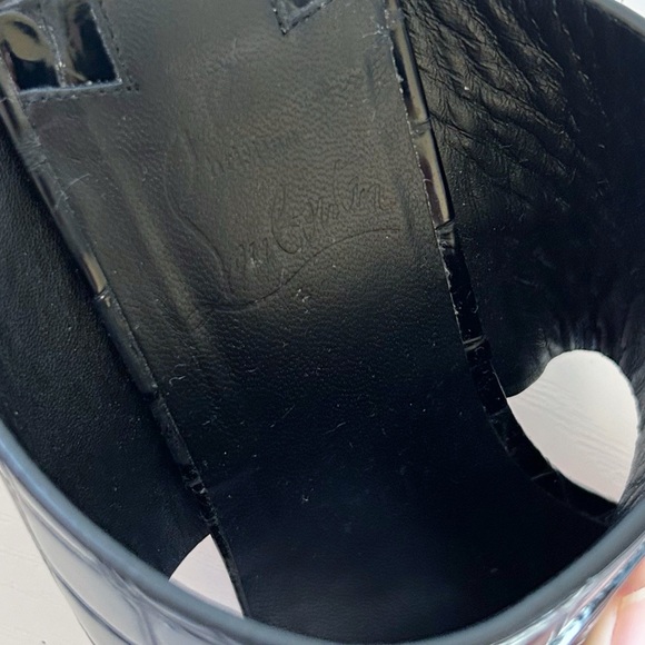 Christian Louboutin Tongamule Black Croc Embossed CL Logo Block Heels Size EU 39 - Picture 10 of 13
